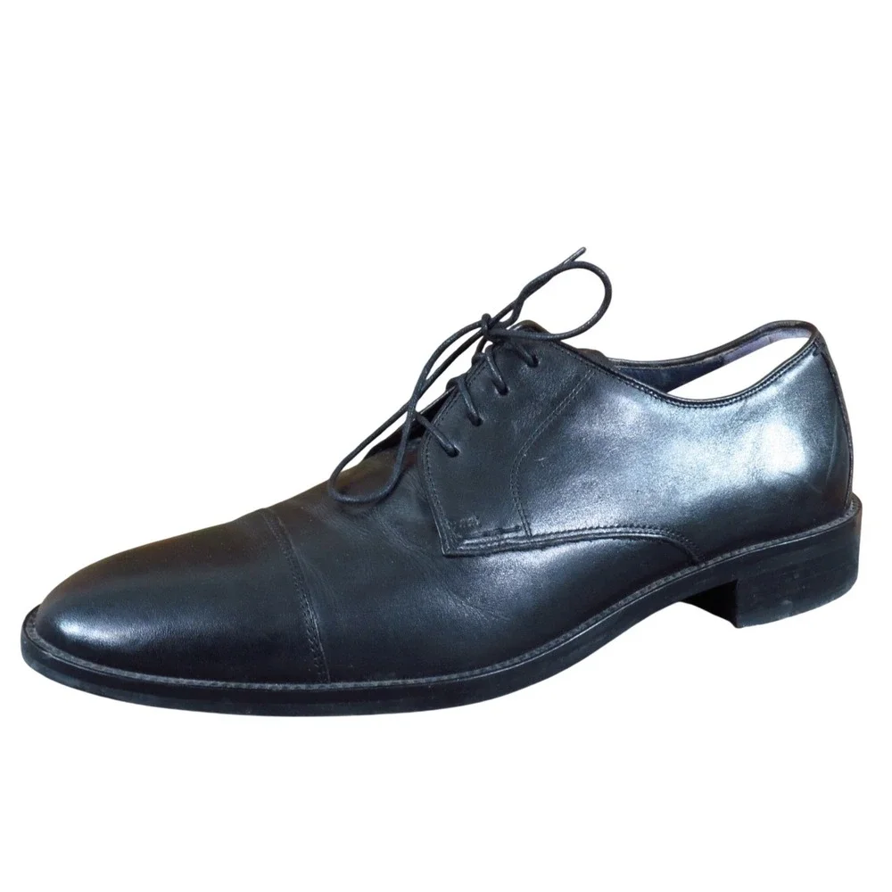 Cole Haan Lenox Hill Men Dress Shoe Size‎ 9 Casual Formal Black Leather Cap Toe